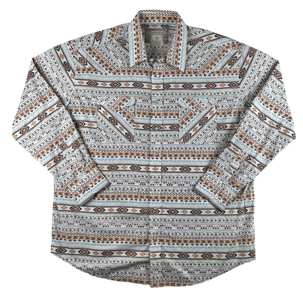 Panhandle Rough Stock Shirt Mens XL Southwestern Long Sleeve Western Snap Aztec